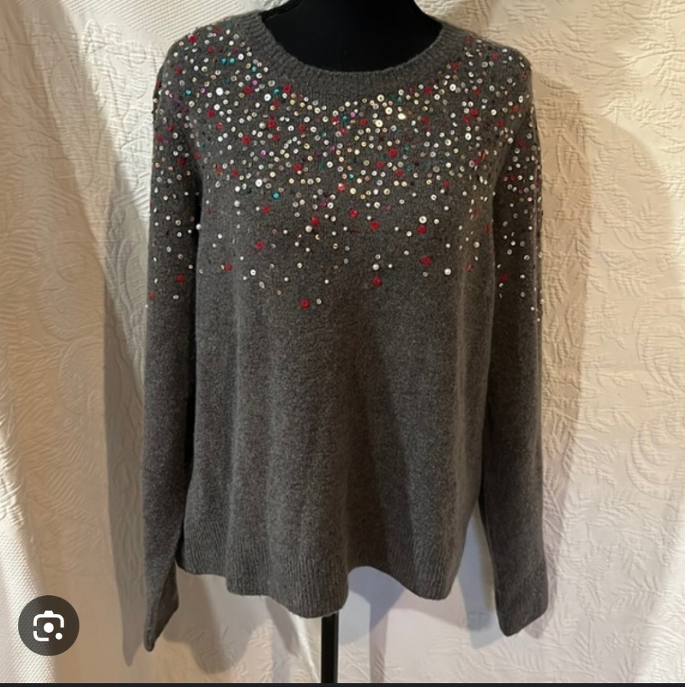 Westport Charcoal Sweater with Colorful sequin Accents.pit To Pit 22" - Picture 5 of 5